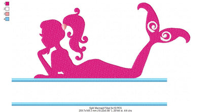 Split Mermaid - Fill Stitch - Machine Embroidery Design