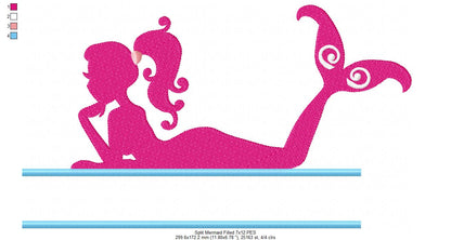Split Mermaid - Fill Stitch - Machine Embroidery Design