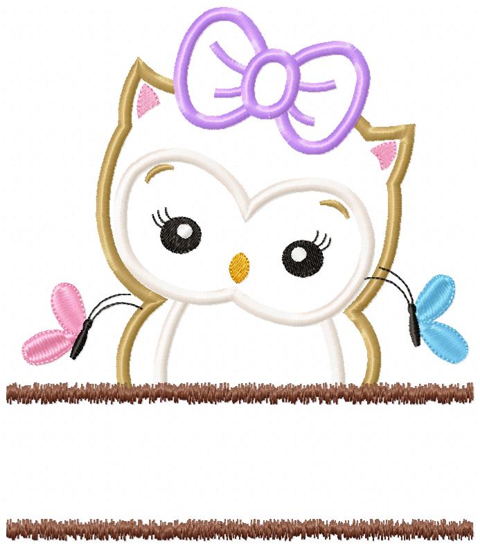 Cute Split Owl - Applique - Machine Embroidery Design