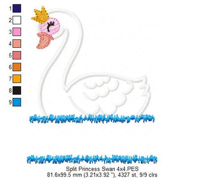 Split Princess Swan - Applique