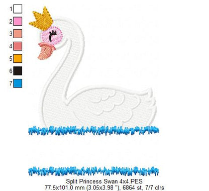 Split Princess Swan - Fill Stitch