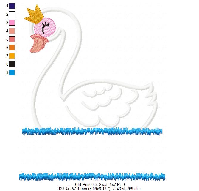 Split Princess Swan - Applique