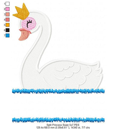 Split Princess Swan - Fill Stitch