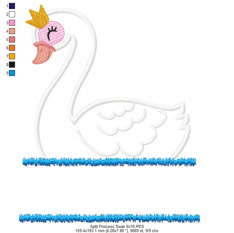 Split Princess Swan - Applique