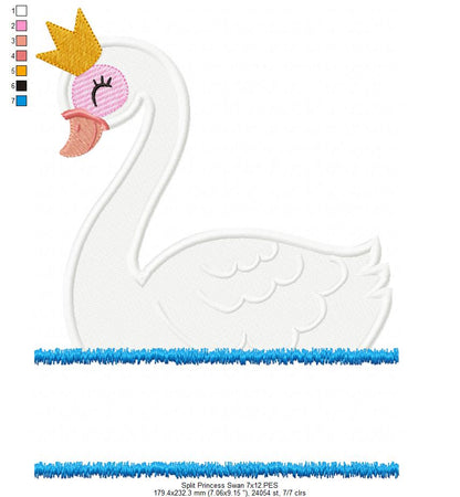 Split Princess Swan - Fill Stitch