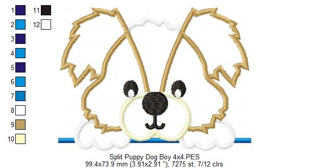 Split Puppy Dog Boy - Applique Embroidery