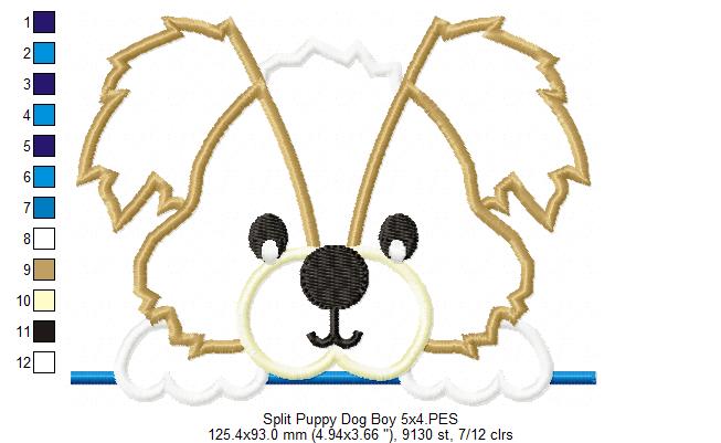 Split Puppy Dog Boy - Applique Embroidery