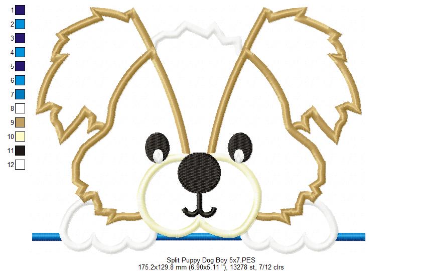 Split Puppy Dog Boy - Appliqué - Machine Embroidery Design