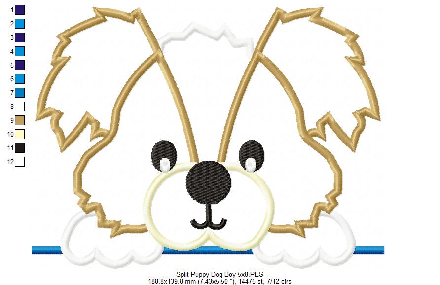 Split Puppy Dog Boy - Appliqué - Machine Embroidery Design