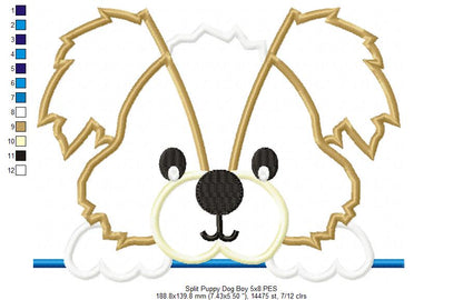 Split Puppy Dog Boy - Appliqué - Machine Embroidery Design