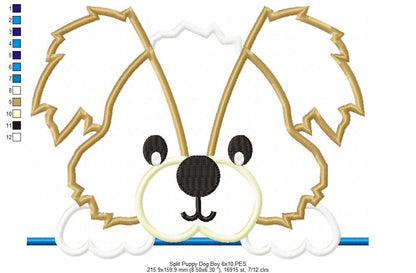 Split Puppy Dog Boy - Appliqué - Machine Embroidery Design