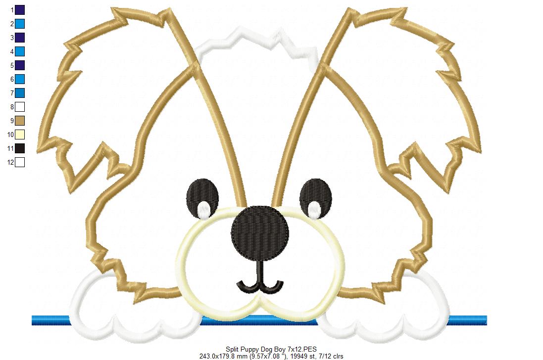 Split Puppy Dog Boy - Appliqué - Machine Embroidery Design