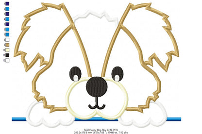 Split Puppy Dog Boy - Appliqué - Machine Embroidery Design