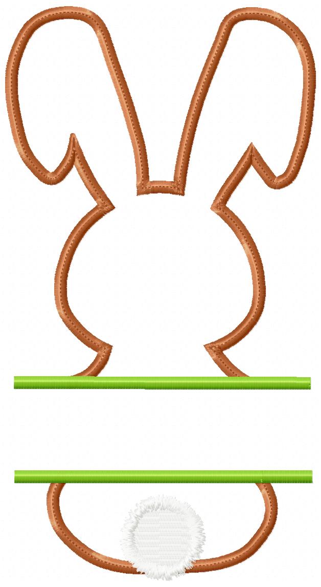 Split Bunny Monogram Frame - Appliqué - Machine Embroidery Design