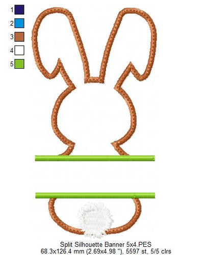 Split Bunny Monogram Frame - Appliqué - Machine Embroidery Design