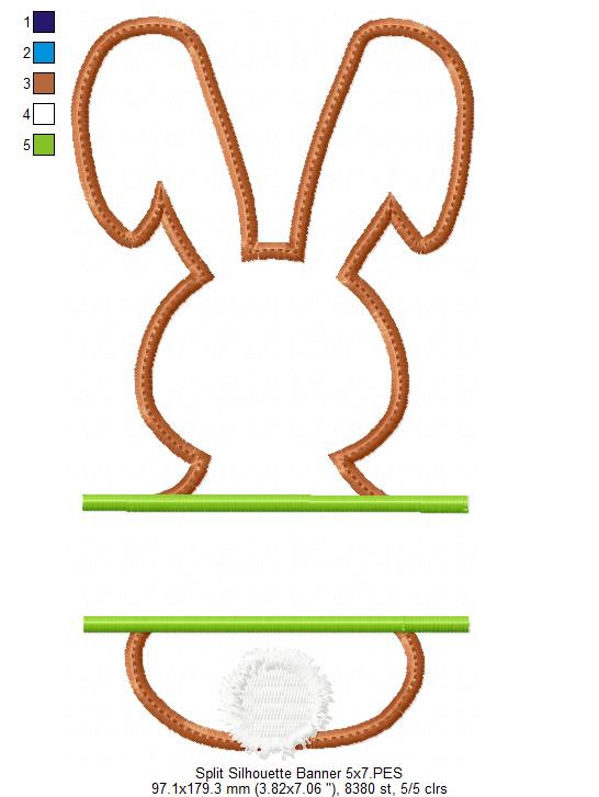 Split Bunny Monogram Frame - Appliqué - Machine Embroidery Design