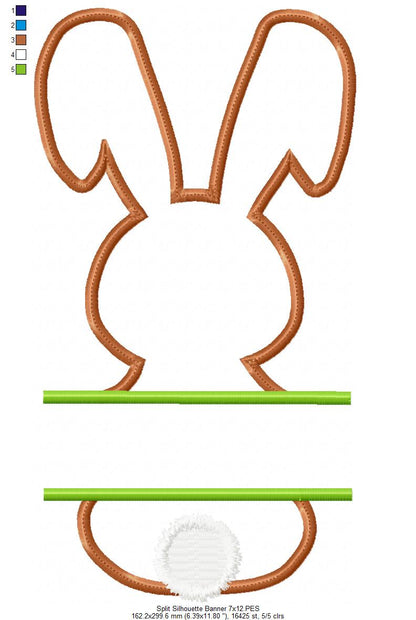 Split Bunny Monogram Frame - Appliqué - Machine Embroidery Design