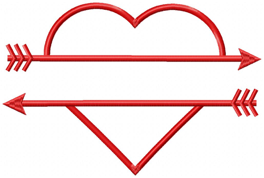 Valentine's Split Heart - Applique - Machine Embroidery Design