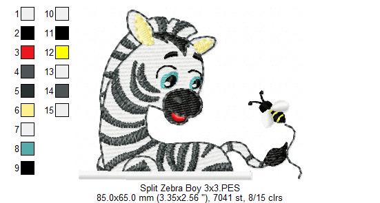 Split Zebra Boy - Fill Stitch