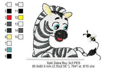 Split Zebra Boy - Fill Stitch