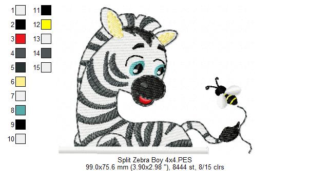 Split Zebra Boy - Fill Stitch
