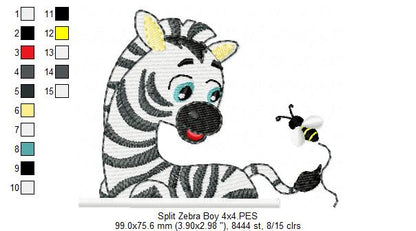 Split Zebra Boy - Fill Stitch