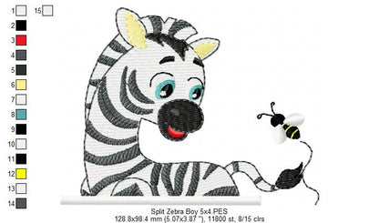 Split Zebra Boy - Fill Stitch