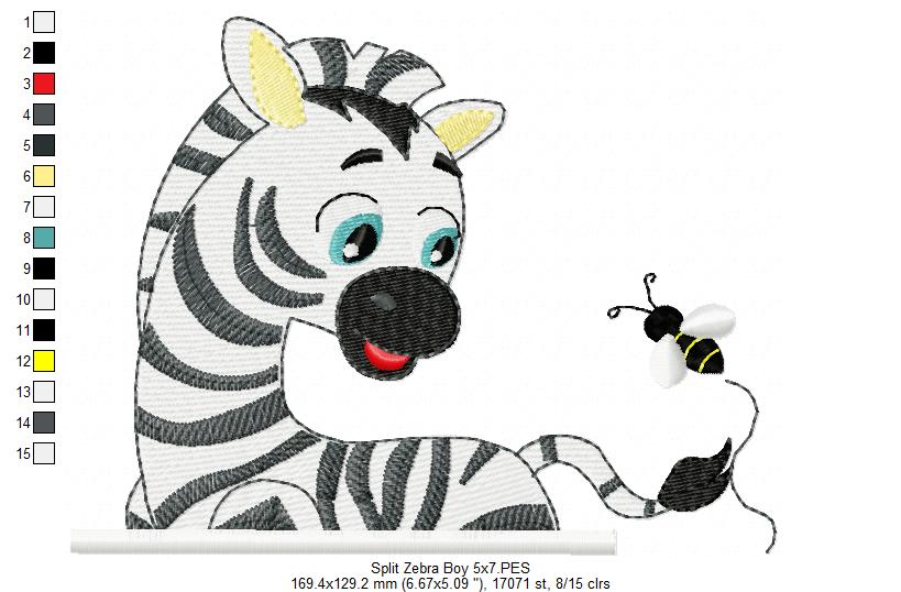 Split Zebra Boy - Fill Stitch