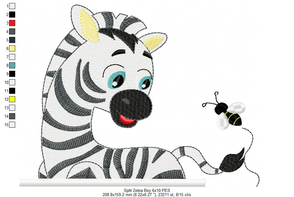 Split Zebra Boy - Fill Stitch