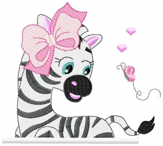 Split Zebra Girl - Fill Stitch - Machine Embroidery Design