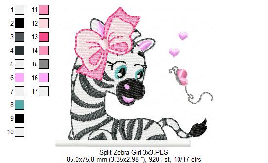 Split Zebra Girl - Fill Stitch - Machine Embroidery Design