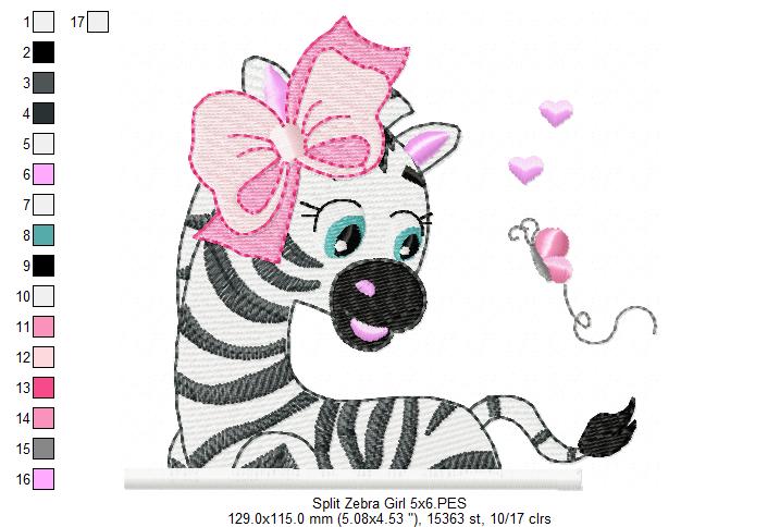 Split Zebra Girl - Fill Stitch