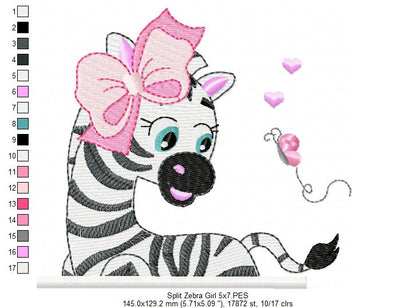 Split Zebra Girl - Fill Stitch - Machine Embroidery Design