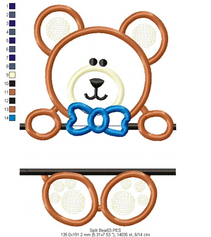 Split Bears Pack with 2 designs  - Applique