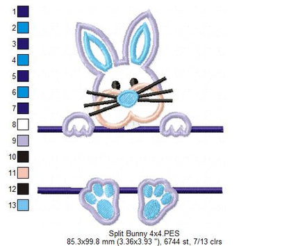 Split Bunny - Appliqué - Machine Embroidery Design