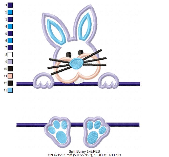 Split Bunny - Appliqué - Machine Embroidery Design