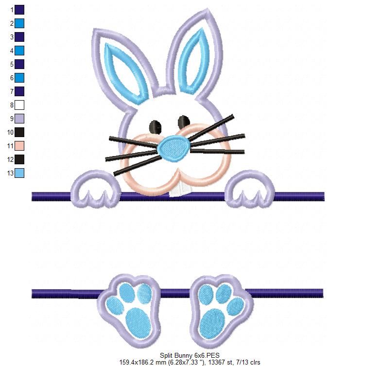 Split Bunny - Appliqué - Machine Embroidery Design