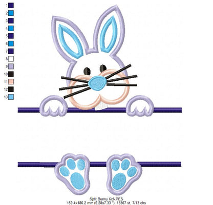 Split Bunny - Appliqué - Machine Embroidery Design