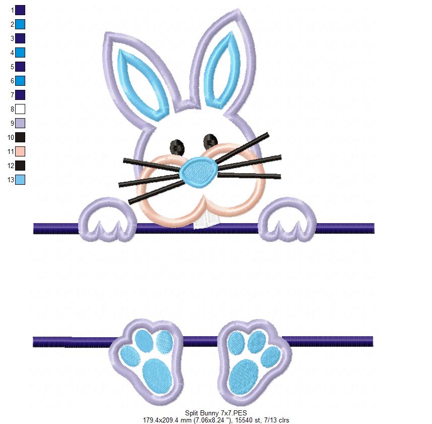 Split Bunny - Appliqué - Machine Embroidery Design