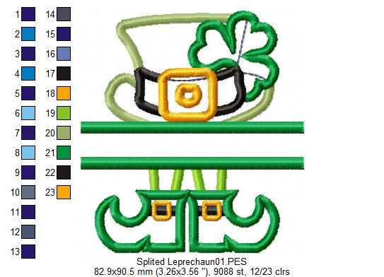 Split Leprechaun - Applique - Machine Embroidery Design