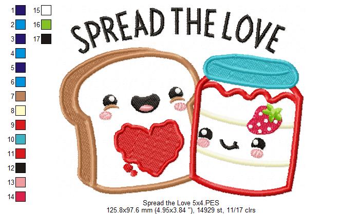 Spread the love Bread and Jam - Applique Embroidery