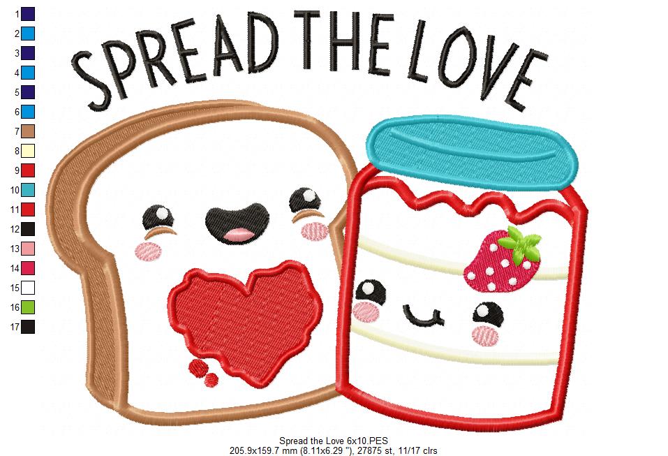 Spread the love Bread and Jam - Applique Embroidery