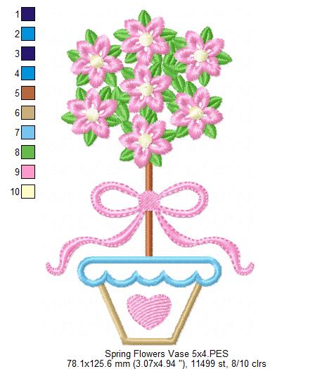 Spring Flowers Vase - Applique
