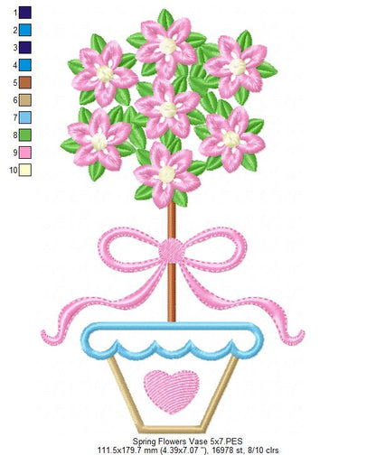 Spring Flowers Vase - Applique