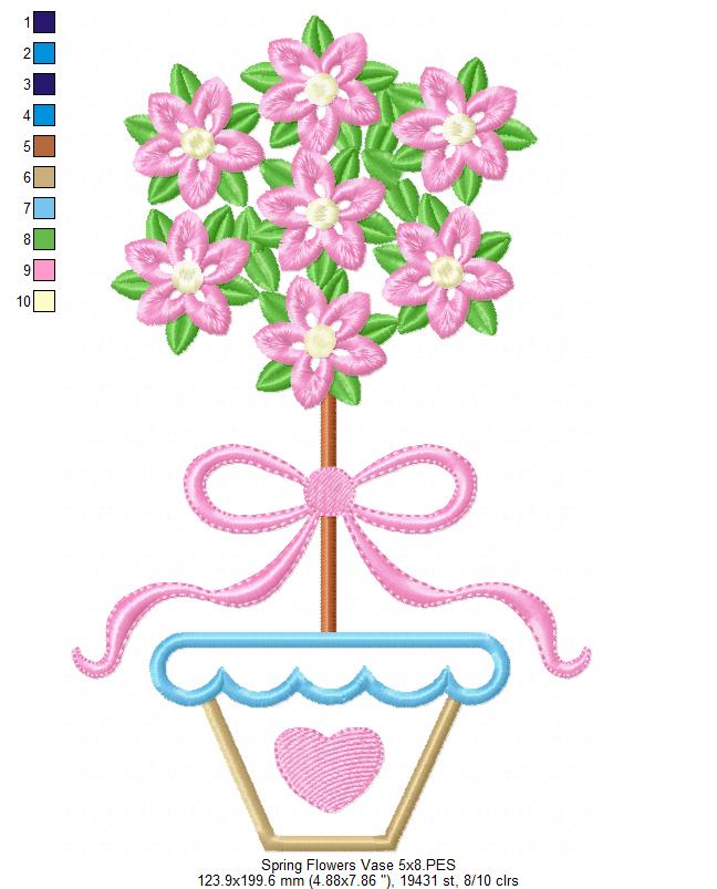 Spring Flowers Vase - Applique