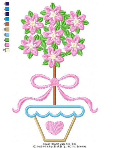 Spring Flowers Vase - Applique