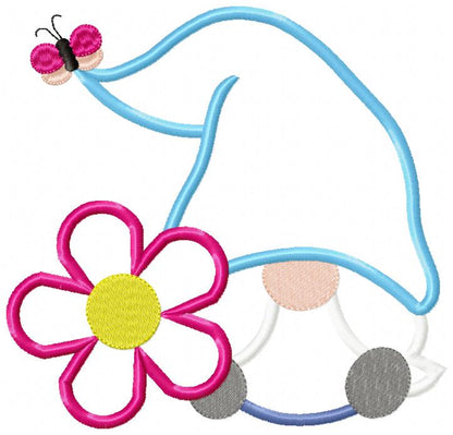 Spring Gnome Flower - Applique - Machine Embroidery Design