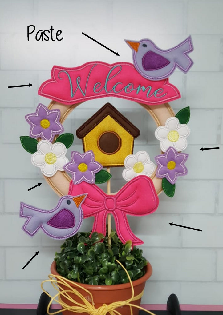 Spring  Floral Wreath - ITH Project - Machine Embroidery Design