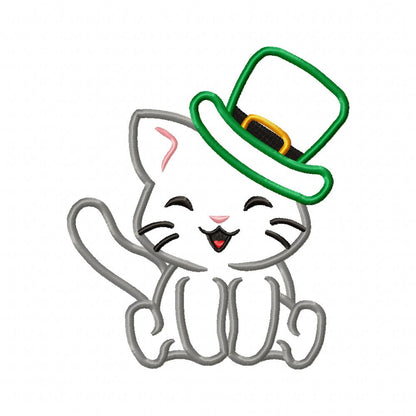 St. Patrick Happy Cat - Applique