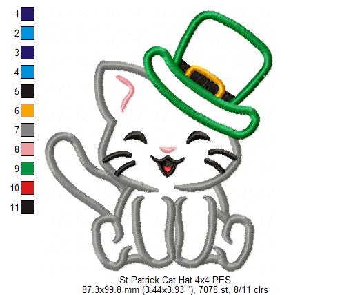 St. Patrick Happy Cat - Applique